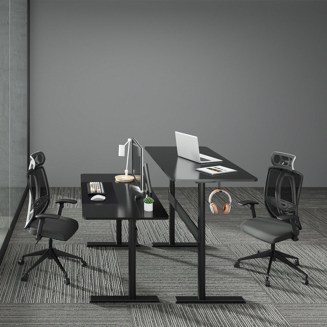 Skrivebord med bordplade 140x68 cm Ergo Office, gasfjeder, højdejustering, til stående og siddende arbejde, maks. højde 115 cm, ER-453
