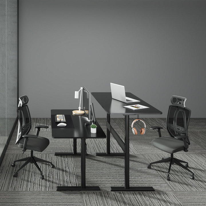 Skrivebord med bordplade 140x68 cm Ergo Office, gasfjeder, højdejustering, til stående og siddende arbejde, maks. højde 115 cm, ER-453