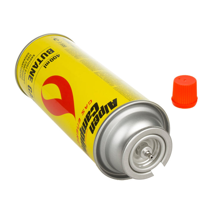 14x gaspatron 400 ml Alpen Camping. Certifikat: Pi 0875, i overensstemmelse med standard EN417, isobutan, anvendelsesområde -10 °C til +40 °C, IK004