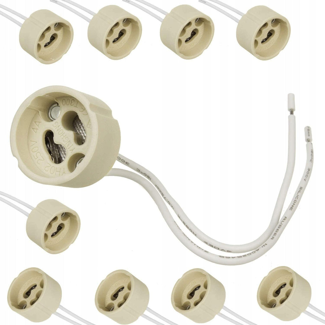 10x Maclean-tilslutningsstik, keramisk GU10-fatning, 250 V~, maks. nominel strøm 2 A, ledningslængde 14 cm, MCE428