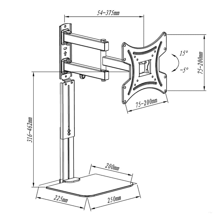 TV-holder med DVD-hylde Maclean, VESA 200x200, 23"-43", 25 kg, MC-771A