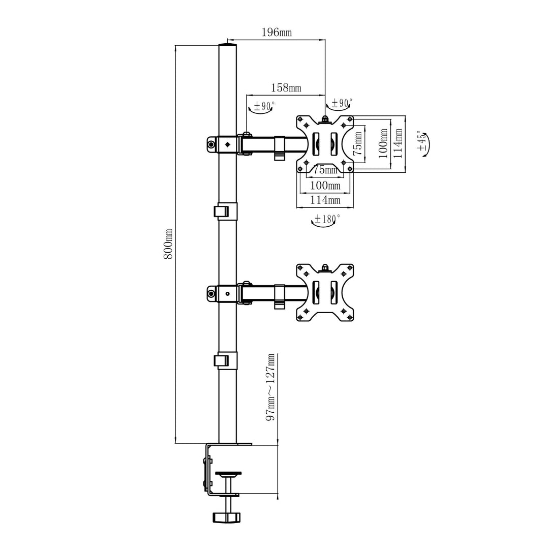 Maclean monitorholder, maks. VESA 100x100, 13-27", 9 kg, MC-967