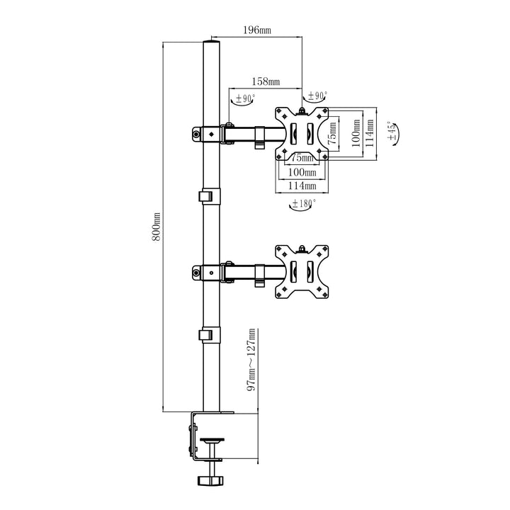 Maclean monitorholder, maks. VESA 100x100, 13-27", 9 kg, MC-967