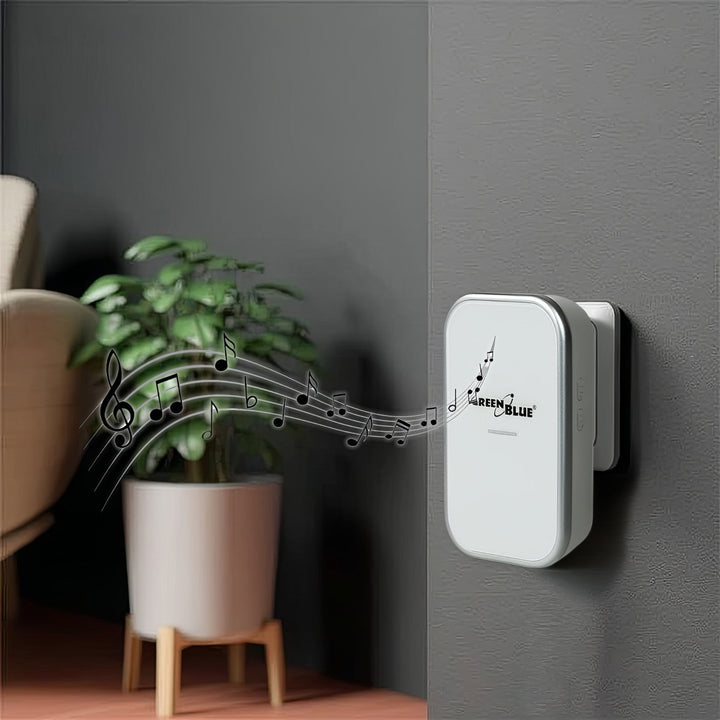 GreenBlue trådløs batterifri kinetisk dørklokke, 38 melodier, hvid, rækkevidde op til 200 m, IP44, GB157 W