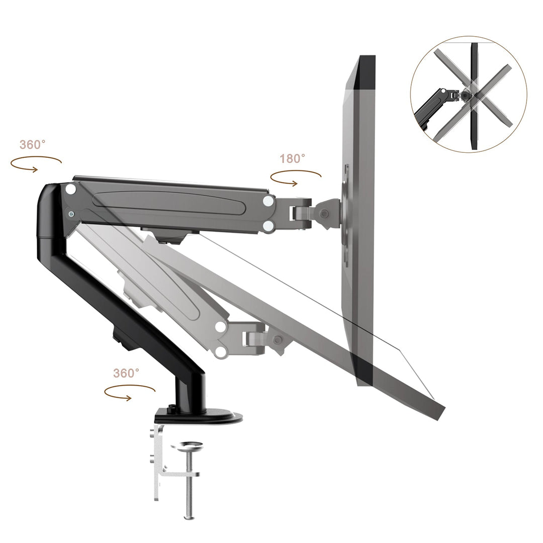 Maclean monitorholder, gasfjeder, 13"-27", 8 kg, sort, MC-860N