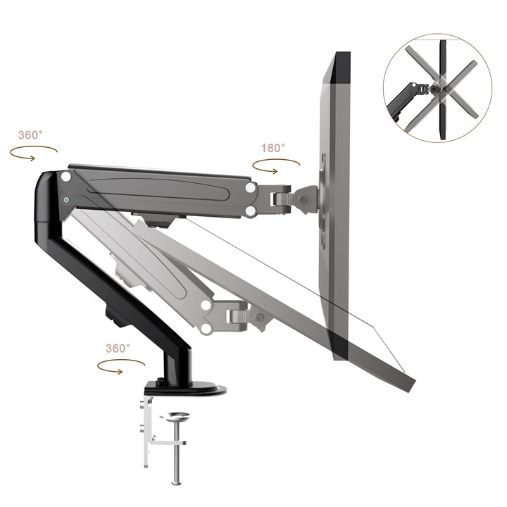 Maclean monitorholder, gasfjeder, 13"-27", 8 kg, sort, MC-860N