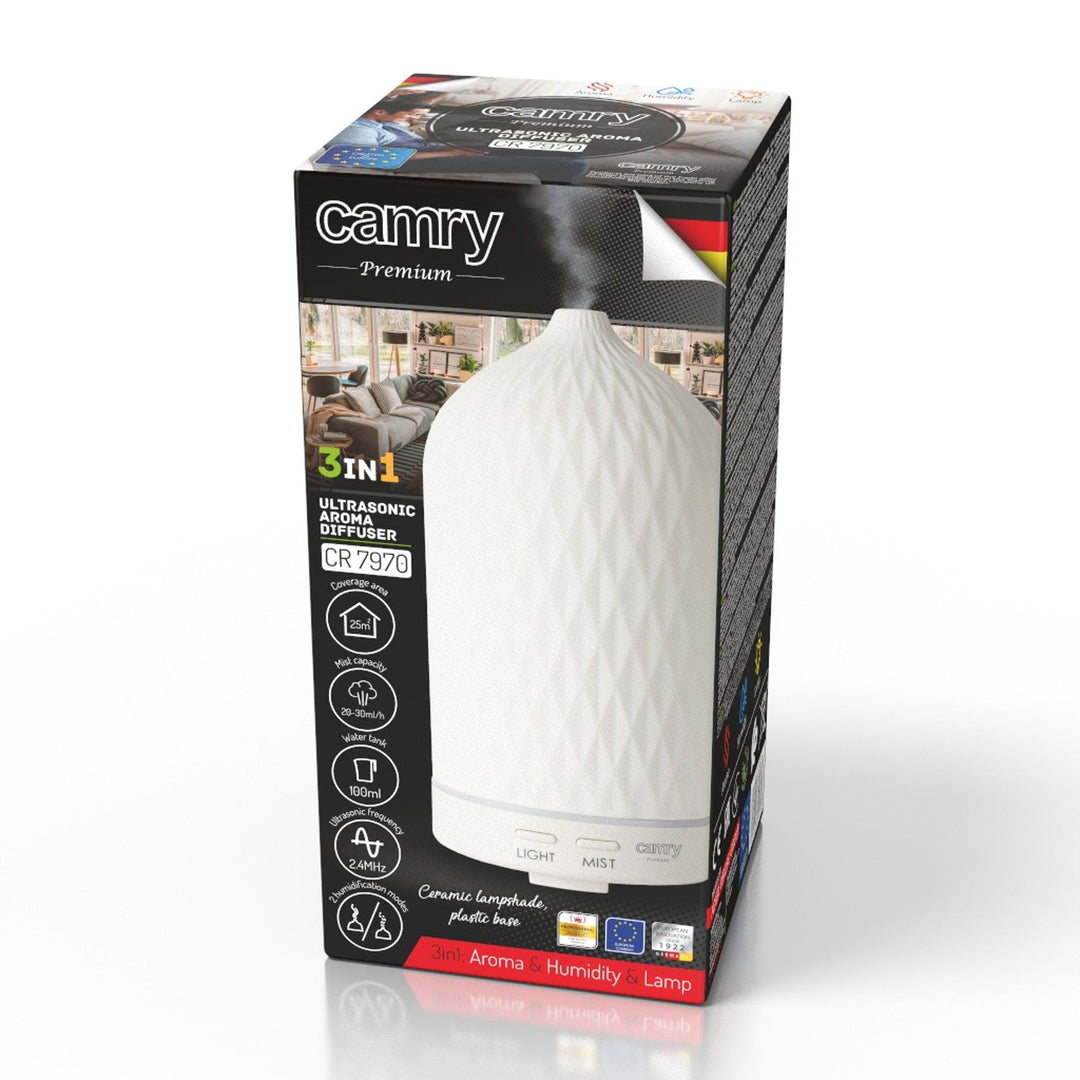 Camry CR 7970 Duftdiffusor, ultralyd, keramik, 100 ml, stemningslampe