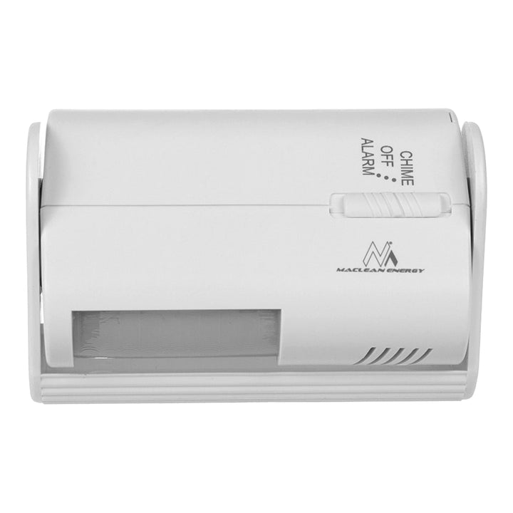 Trådløs indgangssignalgiver fra Maclean, PIR-sensor, rækkevidde 8 m, strømforsyning 9 V DC-batteri, lydstyrke over 70 dB, MCE311 W