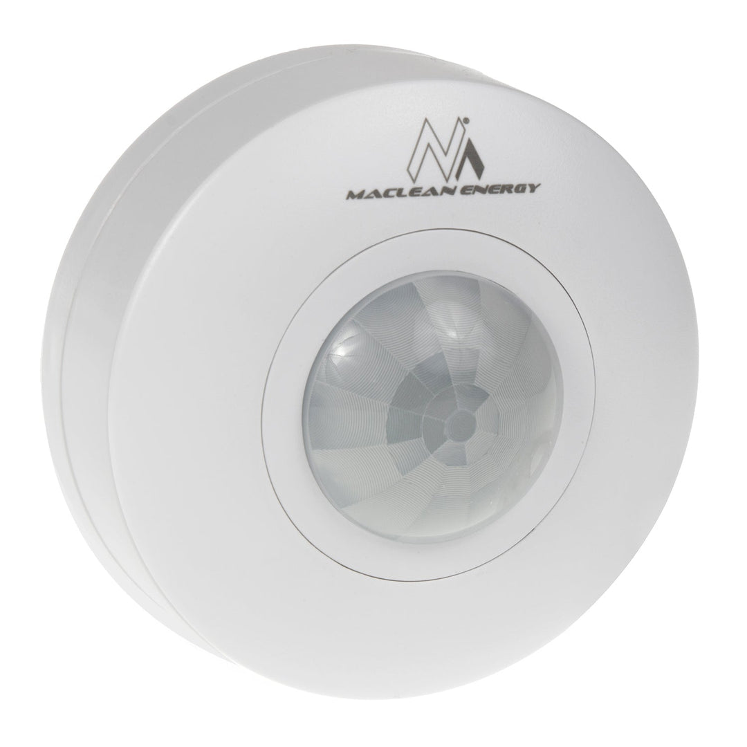 Maclean PIR-bevægelsessensor, rækkevidde 6 m, loftmontering, maks. belastning 1200 W, IP20, MCE314 W