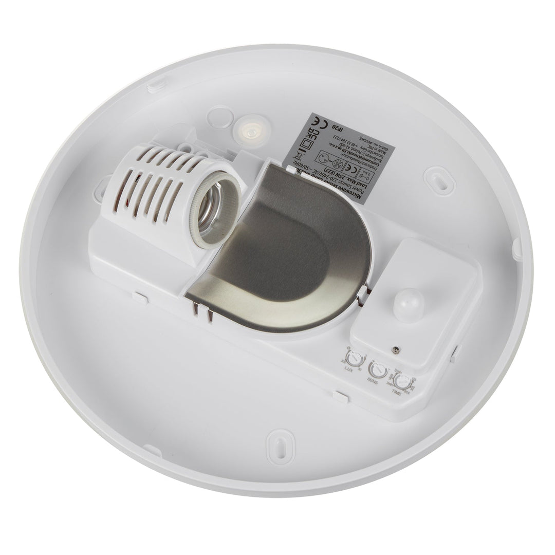 Loftlampe 1xE27 med Maclean-sensor, mikrobølgesensor, PMMA-lampeskærm, maks. belastning 25 W, IP20, MCE309