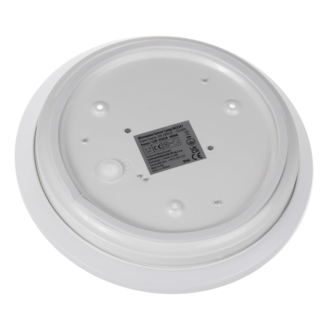 LED-loftslampe med Maclean-sensor, 5,8 GHz mikrobølgesensor, 4000 K, 12 W, 950 lm, IP44, MCE347