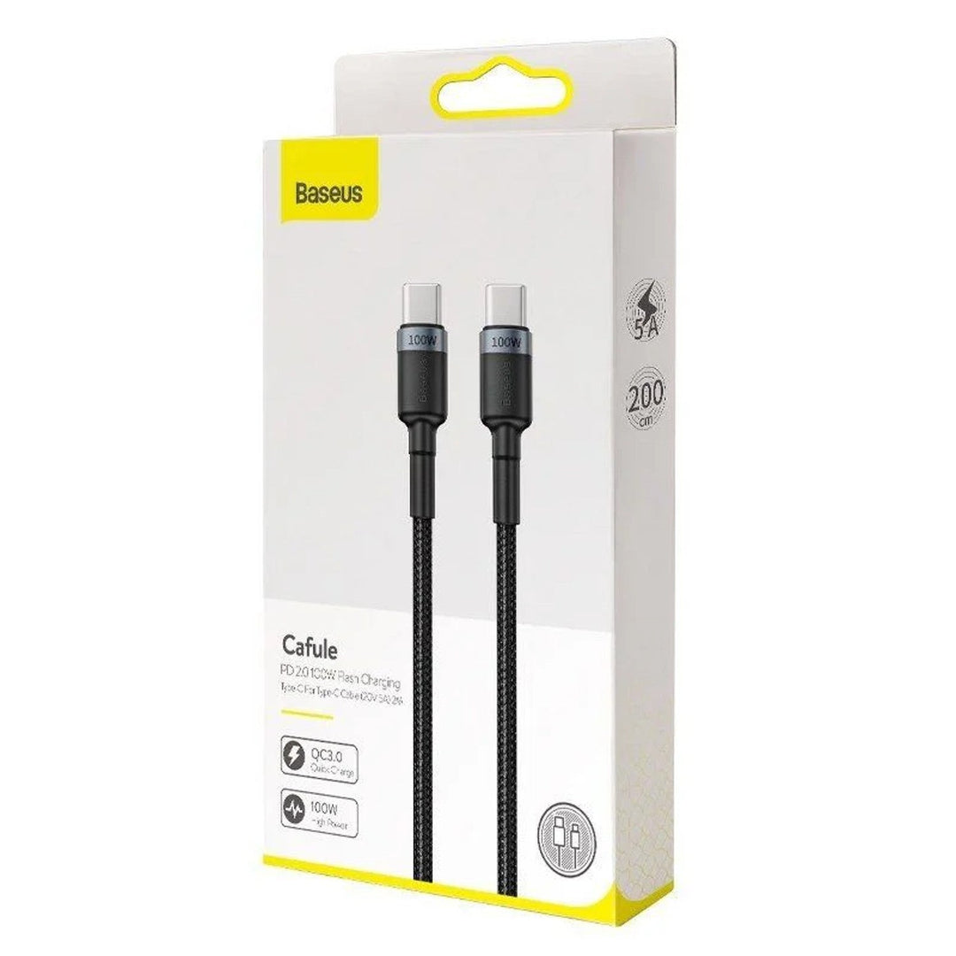 USB-C PD 2.0-kabel 200 cm Baseus Cafule CATKLF-ALG1 Quick Charge 3.0 5A med understøttelse af hurtig opladning 100 W