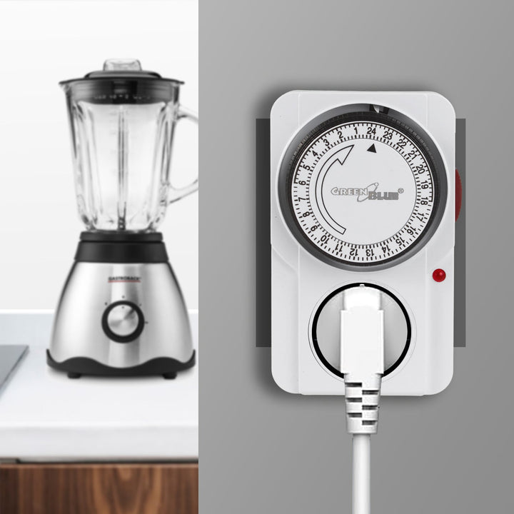 Tidsur - mekanisk timer GreenBlue, 48 programmer, maks. belastning 16A, IP20, GB360 E