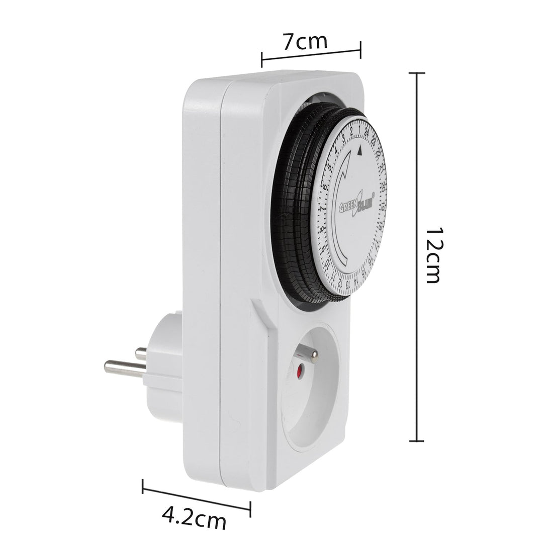 Tidsur - mekanisk timer GreenBlue, 48 programmer, maks. belastning 16A, IP20, GB360 E