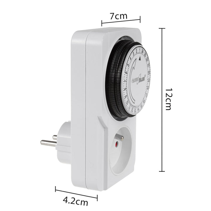Tidsur - mekanisk timer GreenBlue, 48 programmer, maks. belastning 16A, IP20, GB360 E