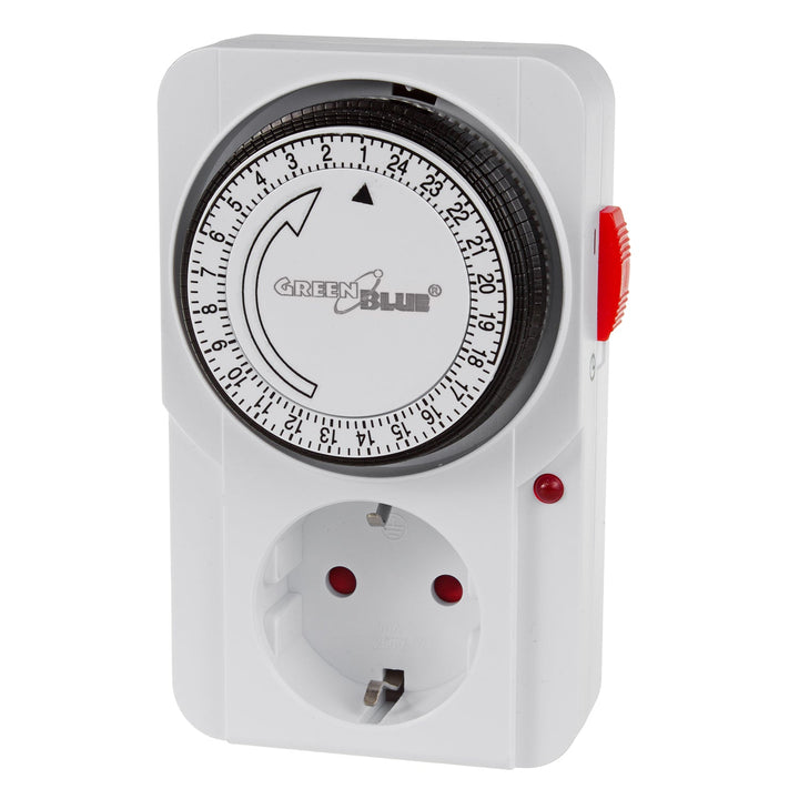 Tidsur - mekanisk timer GreenBlue, 48 programmer, maks. belastning 16A, IP20, GB360 F