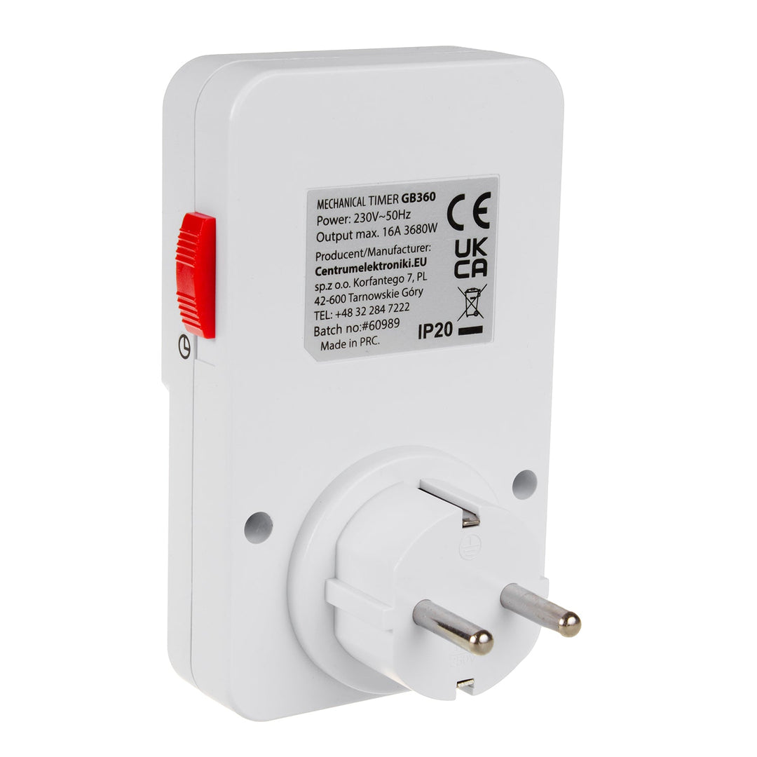 Tidsur - mekanisk timer GreenBlue, 48 programmer, maks. belastning 16A, IP20, GB360 F
