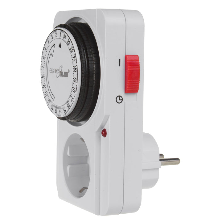 Tidsur - mekanisk timer GreenBlue, 48 programmer, maks. belastning 16A, IP20, GB360 F
