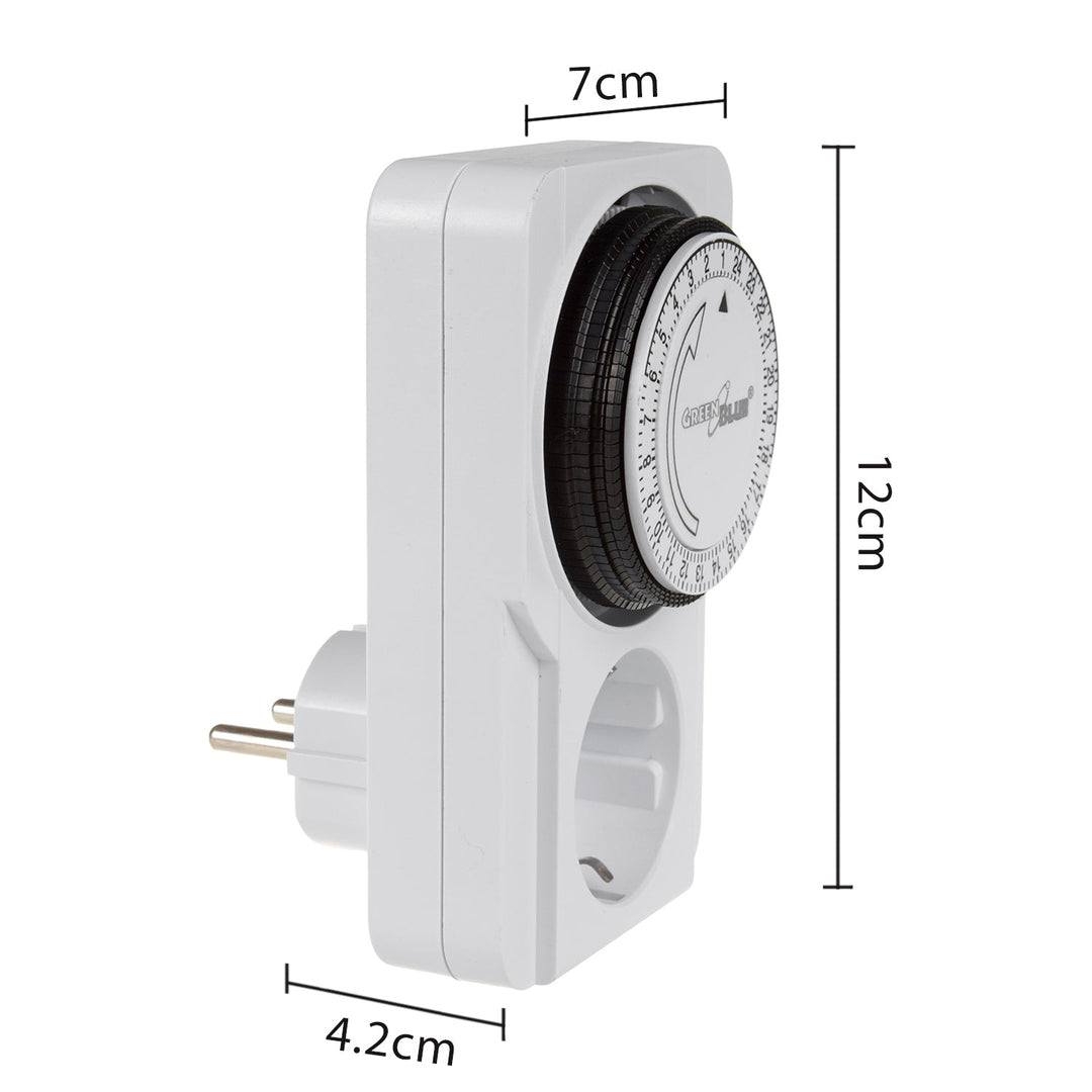 Tidsur - mekanisk timer GreenBlue, 48 programmer, maks. belastning 16A, IP20, GB360 F