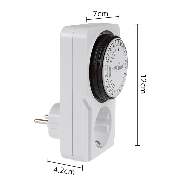 Tidsur - mekanisk timer GreenBlue, 48 programmer, maks. belastning 16A, IP20, GB360 F