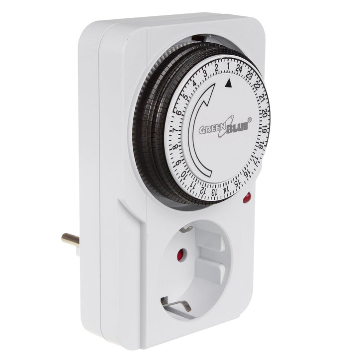 Tidsur - mekanisk timer GreenBlue, 48 programmer, maks. belastning 16A, IP20, GB360 F