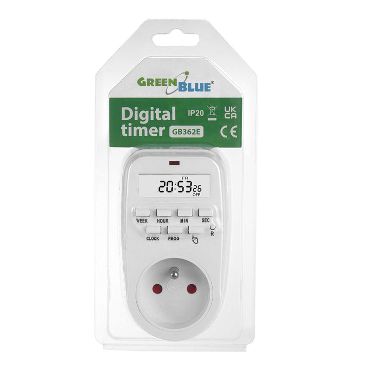 Tidsafbryder - digital timer GreenBlue, maks. belastning 16A, IP20, GB362 E