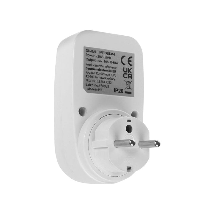 Tidsafbryder - digital timer GreenBlue, maks. belastning 16A, IP20, GB362 E