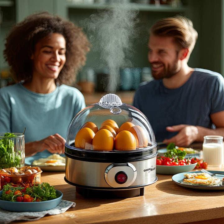GreenBlue automatisk æggevarmer, effekt 400 W, til 7 æg, målebæger, 220-240 V~, 50 Hz, GB572