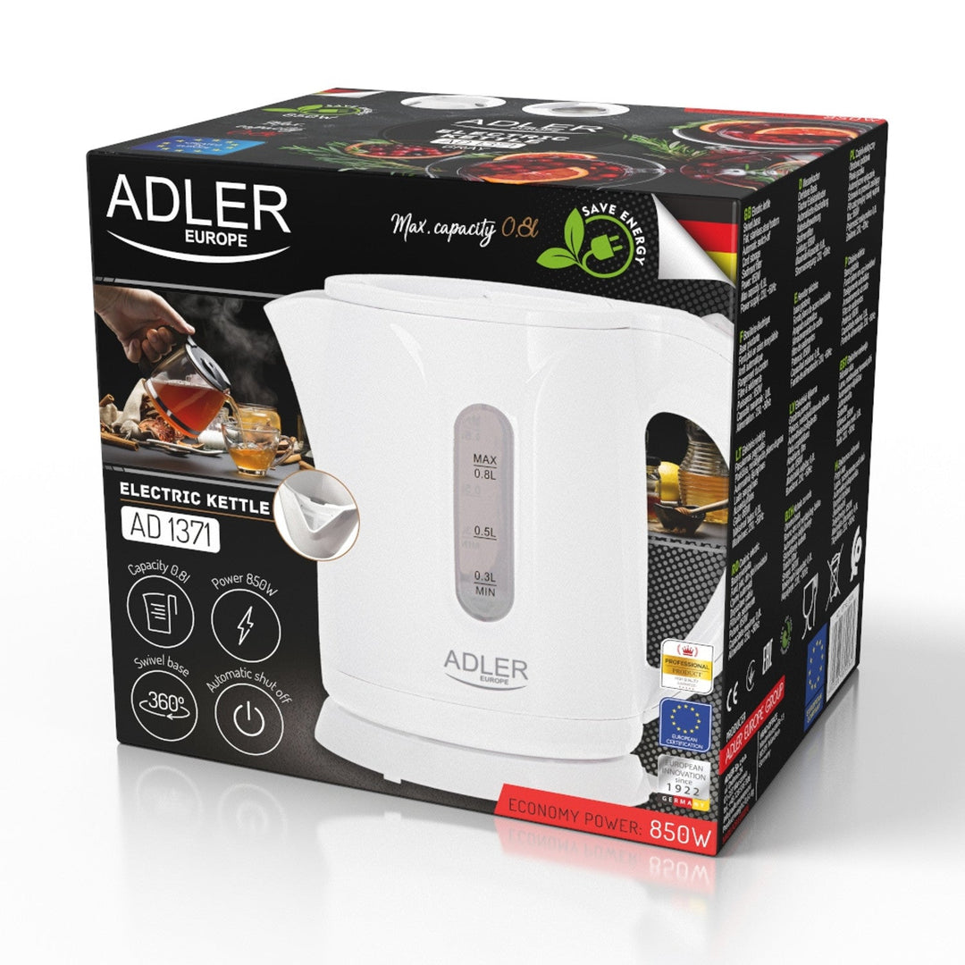 Adler trådløs elkedel, kapacitet 0,8 l, effekt 850 W, AD1371