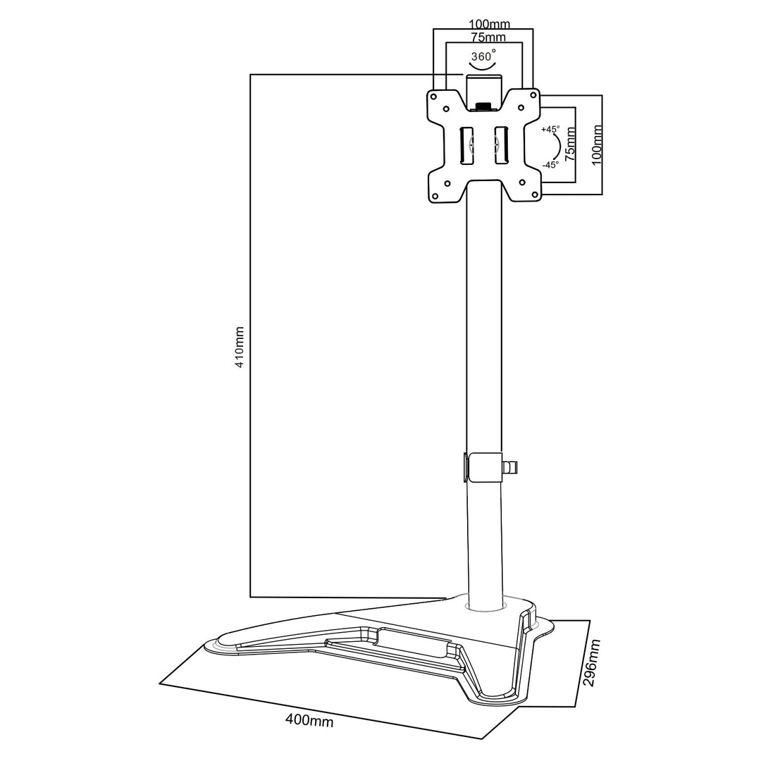 Maclean monitorholder, maks. VESA 100x100, 13-27", 8 kg, MC-987