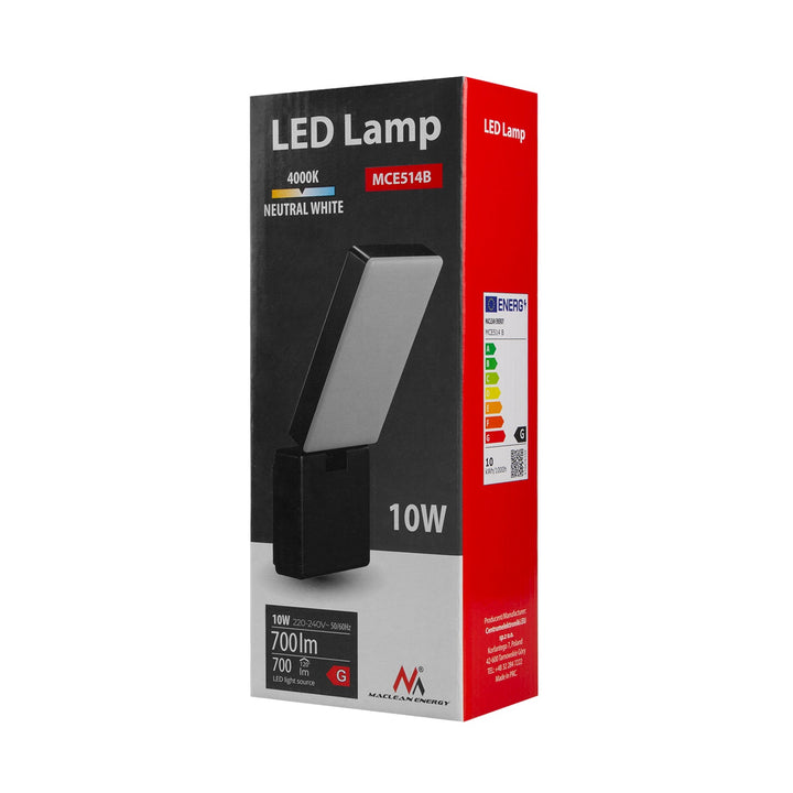 Maclean MCE514 B LED-lampe, sort, 10 W, 700 lm, IP65, 4000 K