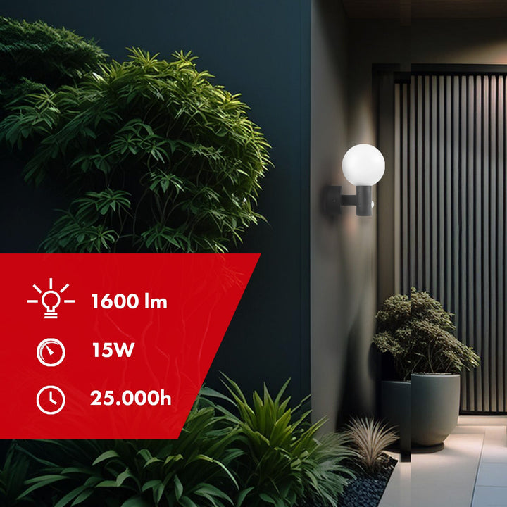 LED-lampe med bevægelsessensor Maclean PIR grå 15W IP65 1600lm 4000K