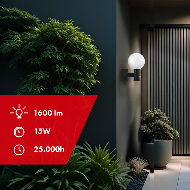 LED-lampe med bevægelsessensor Maclean PIR sort 15W IP65 1600lm 4000K