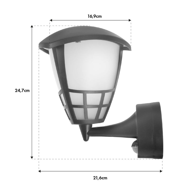 Væglampe med sensor Maclean MCE518 GR 1xE27 grå IP65 max 60W