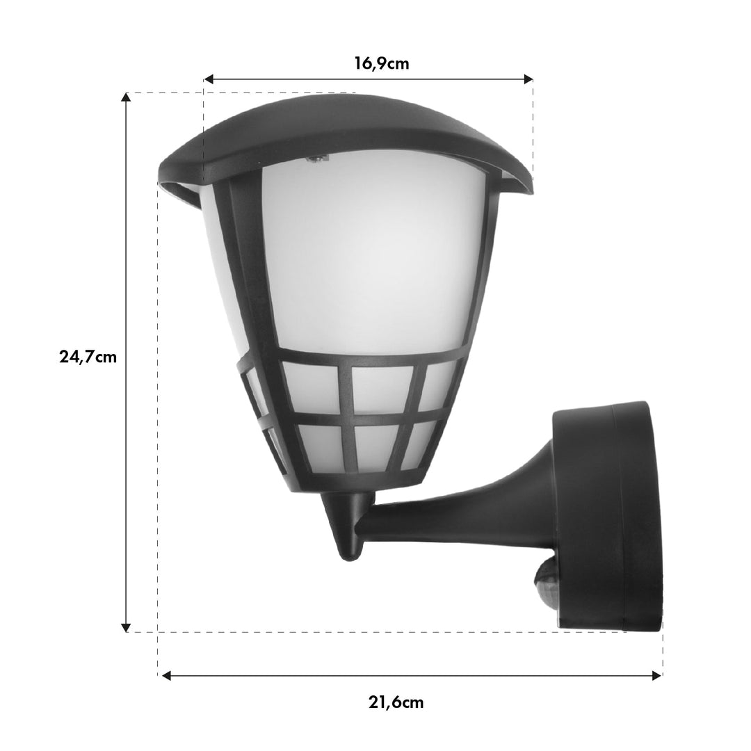 Væglampe med sensor Maclean MCE518 B 1xE27 sort IP65 max 60W