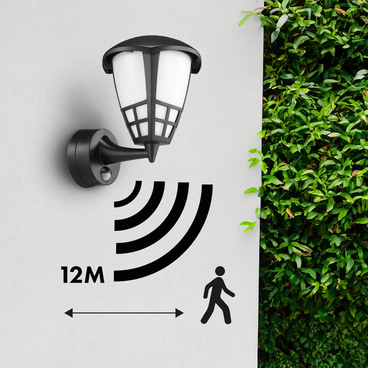 Væglampe med sensor Maclean MCE518 B 1xE27 sort IP65 max 60W