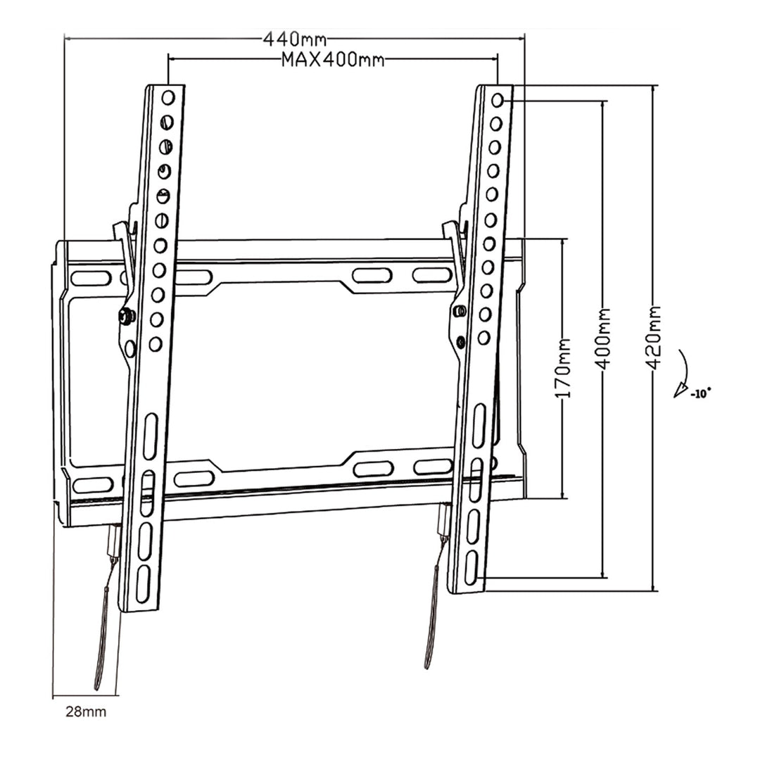 Maclean TV-holder, maks. VESA 400x400, 32-70", 45 kg, justerbar hældning +0°~-10°, MC-412