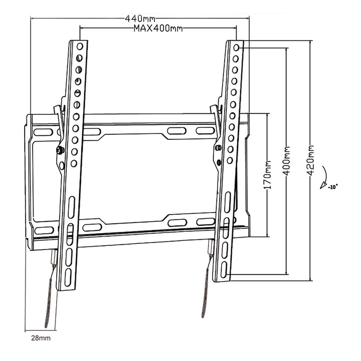 Maclean TV-holder, maks. VESA 400x400, 32-70", 45 kg, justerbar hældning +0°~-10°, MC-412