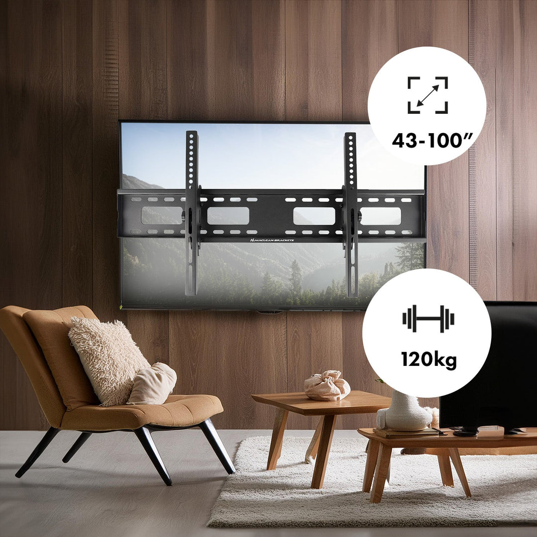 Maclean TV-beslag, maks. VESA 800x400, 43-100", 120 kg, justerbar vinkel +15°~-15°, MC-422