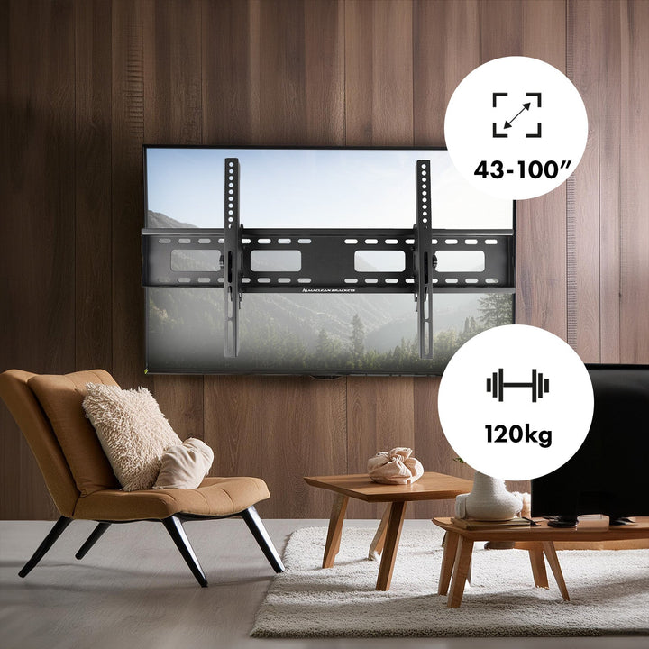 Maclean TV-beslag, maks. VESA 800x400, 43-100", 120 kg, justerbar vinkel +15°~-15°, MC-422
