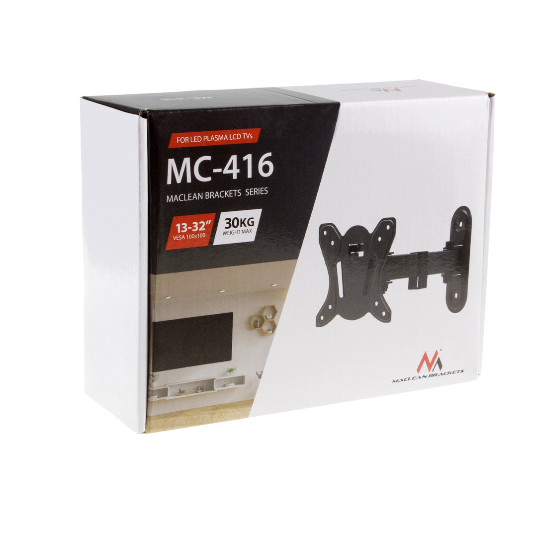 Maclean TV- eller monitorholder, maks. VESA 100x100, 13-32", 30 kg, sort, MC-416