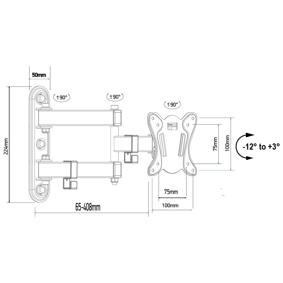 Maclean TV- eller monitorholder, maks. VESA 100x100, 13-32", 30 kg, sort, MC-417