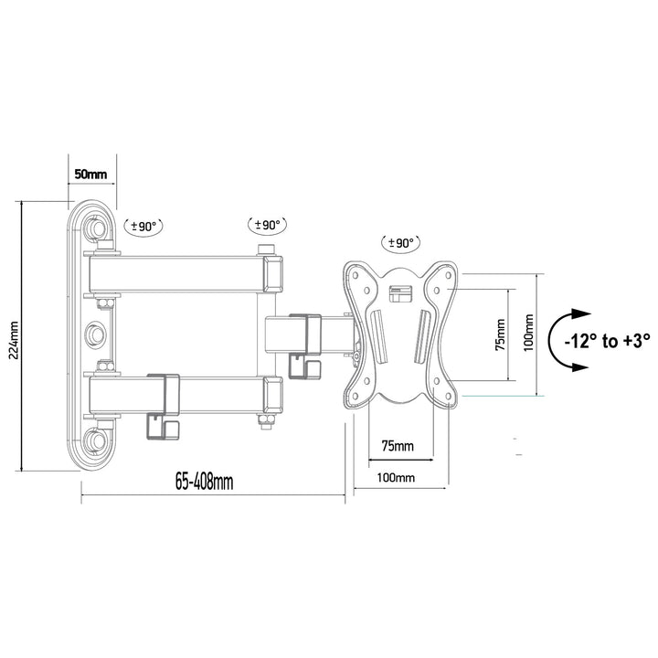 Maclean TV- eller monitorholder, maks. VESA 100x100, 13-32", 30 kg, sort, MC-417