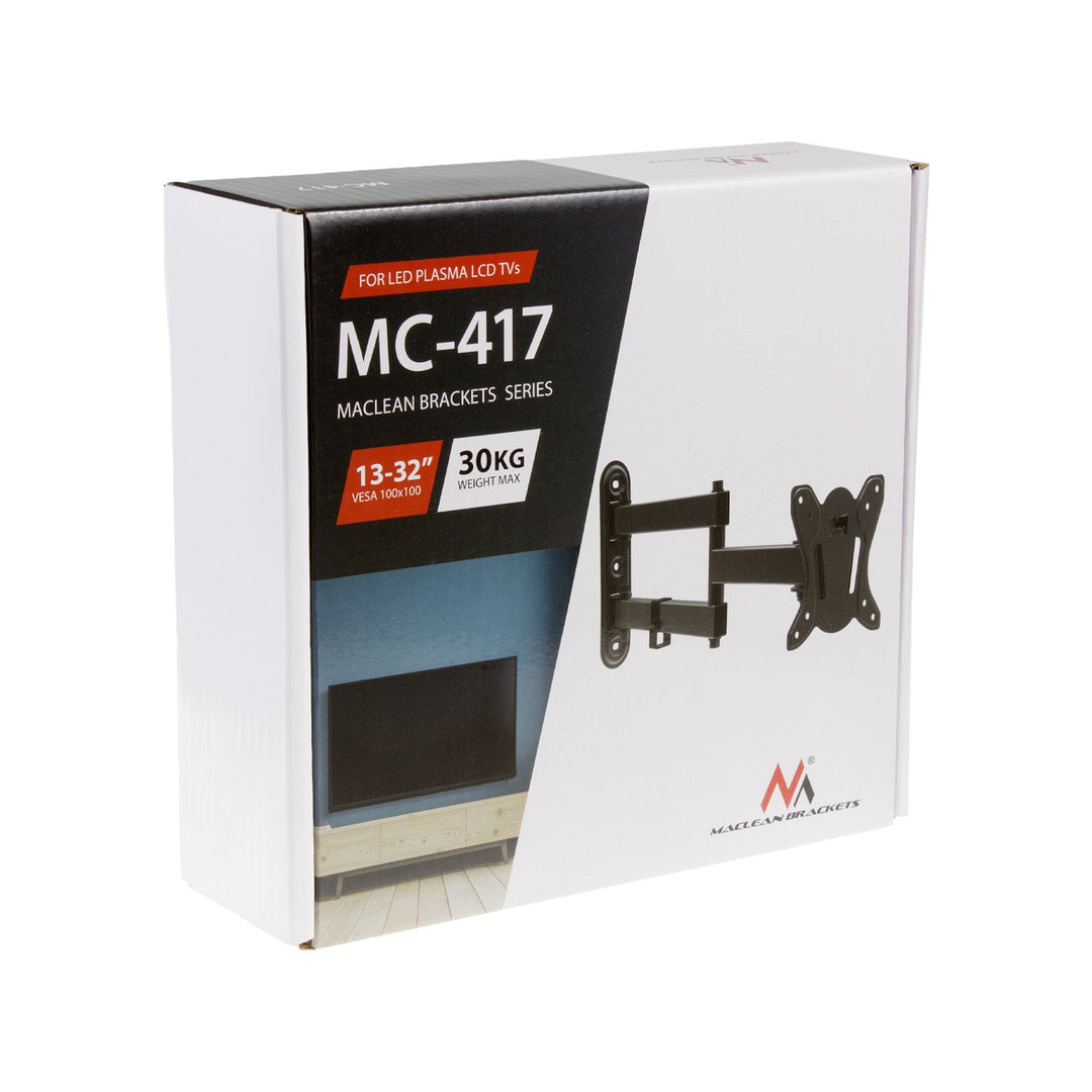 Maclean TV- eller monitorholder, maks. VESA 100x100, 13-32", 30 kg, sort, MC-417