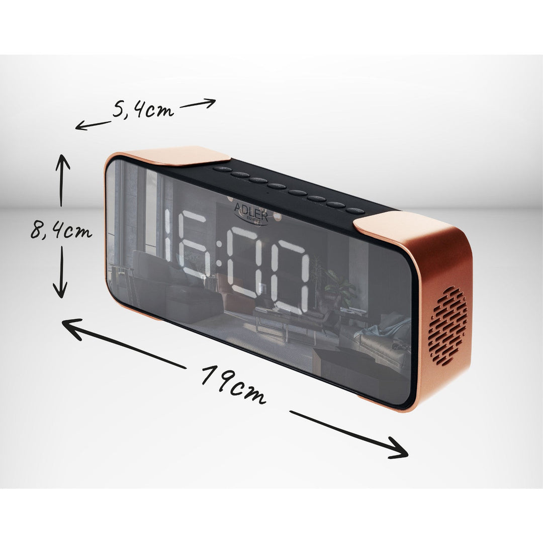 Adler AD 1190 Copper trådløs radioalarm med LED-display og Bluetooth-funktion