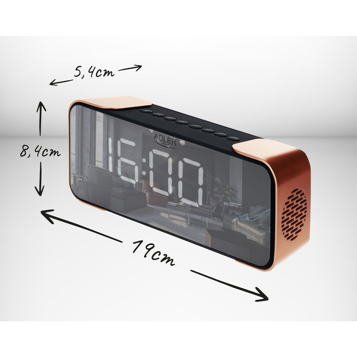 Adler AD 1190 Copper trådløs radioalarm med LED-display og Bluetooth-funktion
