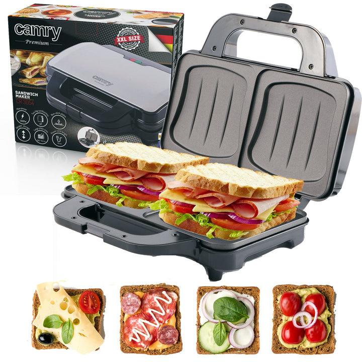 Camry sandwichmaker, til 2 sandwich, maksimal effekt 1300 W, non-stick belægning, CR 3054