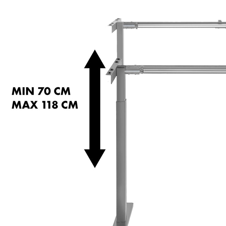 Maclean skrivebord, manuel højdejustering, uden bordplade, til stående og siddende arbejde, maks. 60 kg, maks. højde 120 cm, MC-790NG