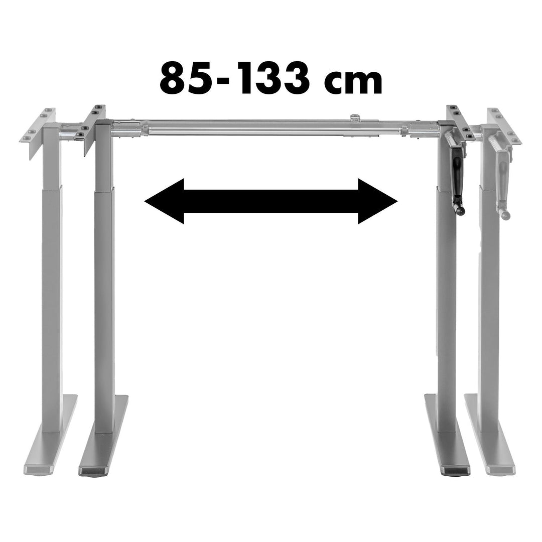 Maclean skrivebord, manuel højdejustering, uden bordplade, til stående og siddende arbejde, maks. 60 kg, maks. højde 120 cm, MC-790NG