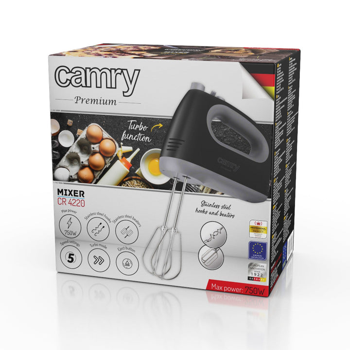 Camry køkkenmixer, 5 hastigheder, 750 W, sort, CR 4220b